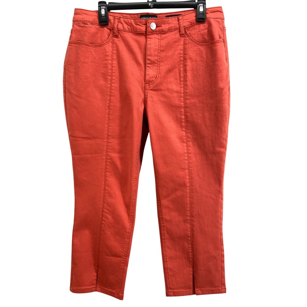 Susan Graver Jeans Women 14P Petite Coral Straight Leg Cropped Ankle Pants